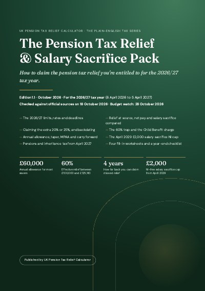 Cover of the Pension Tax Relief & Salary Sacrifice Pack 2026/27
