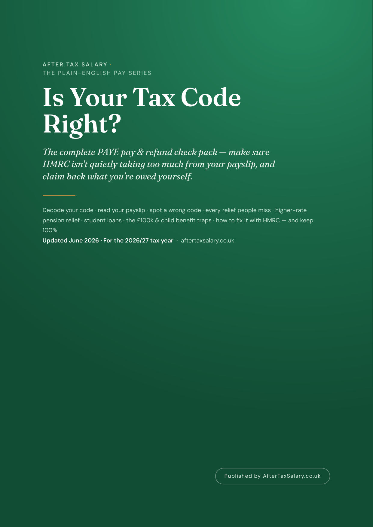 PAYE Tax Code Pack — cover