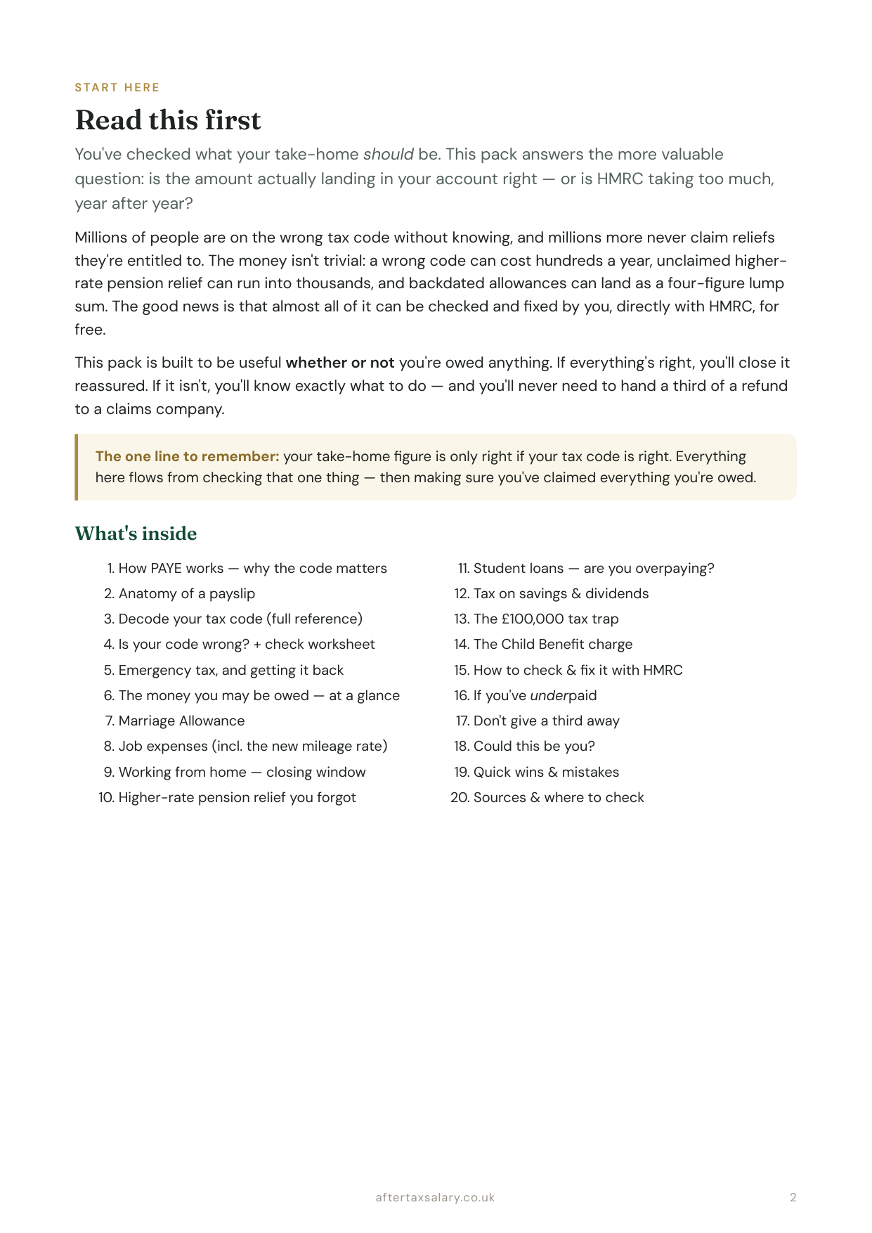 PAYE Tax Code Pack — page 2